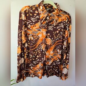 ​✨ RARE Vintage 70s Tobias Pheasant & Floral Disco Shirt ✨